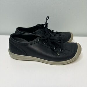 Keen Black Leather Womens Size 7.5 Sneakers Lace Up Shoes Comfort Lorelai